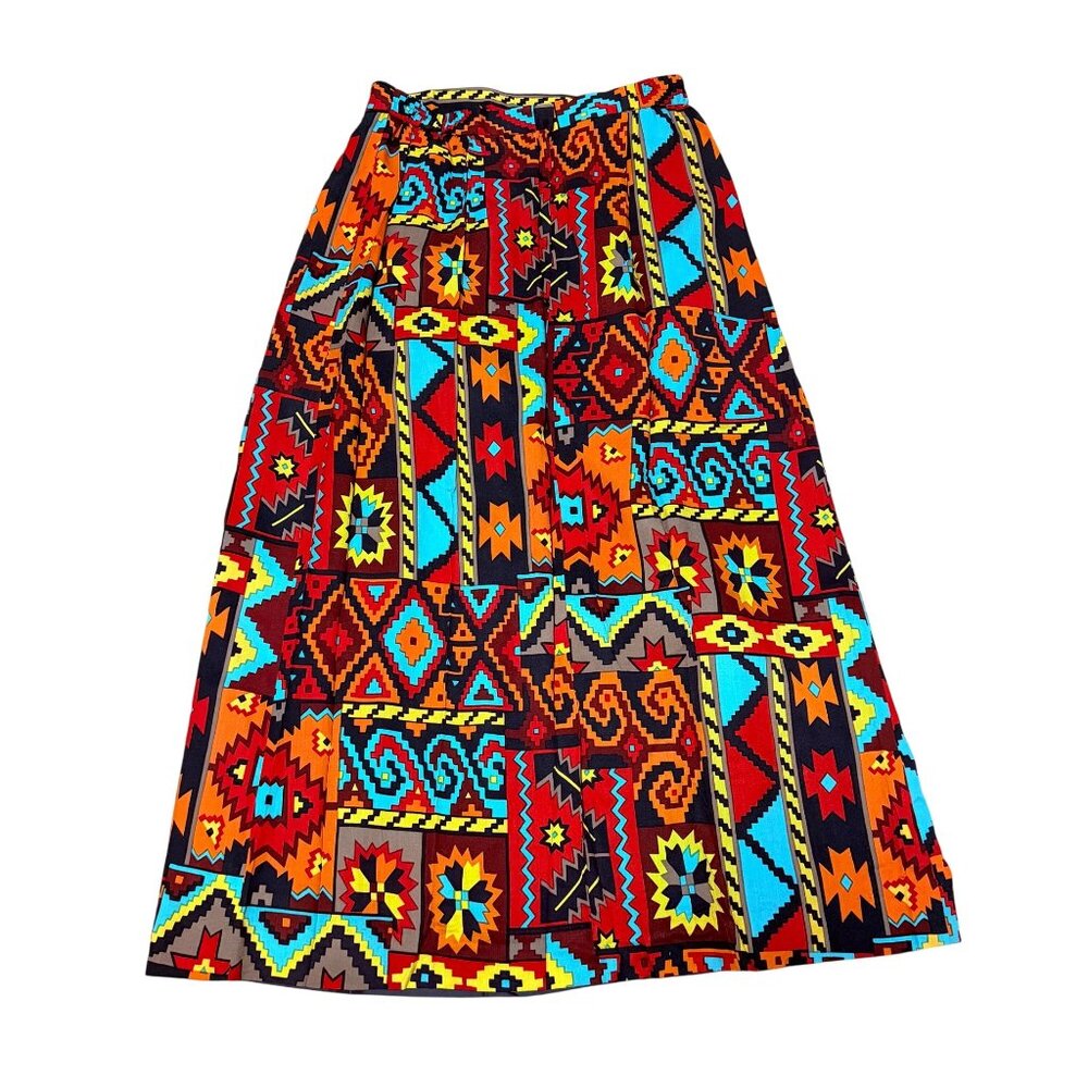 Doncaster Geometric ALine Skirt Size 8 Patchwork VTG Southwest Style Ethnic Boho